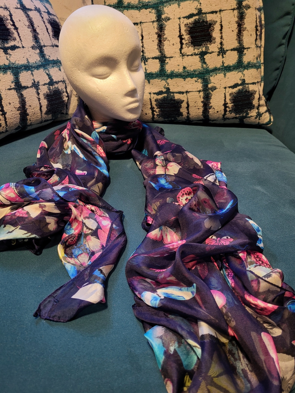 Silky Butterfly Floral Sheer Long Scarf 🦋